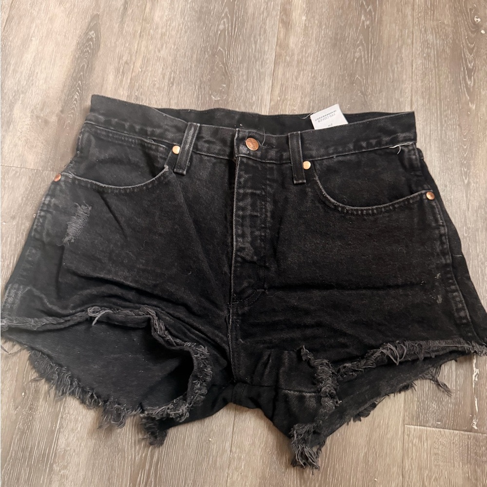 Black Distressed Wrangler Shorts